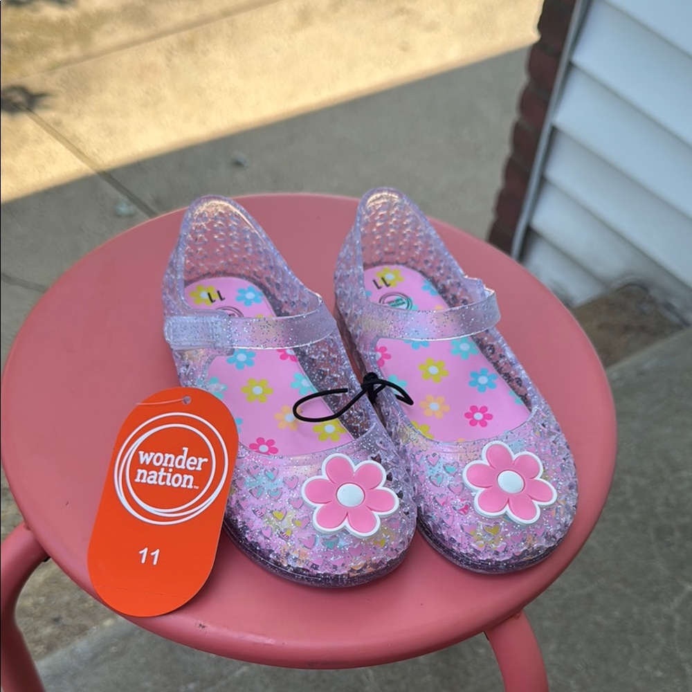 Wonder Nation Pink Dress Shoes with Floral Accents